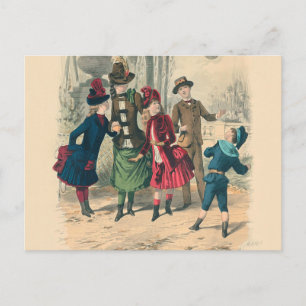 Carte Postale Enfants victoriens antiques jouant au ballon Hiver