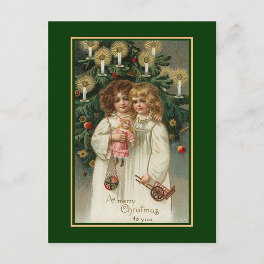 Carte Postale Enfants victoriens de Noël Vintage (Devant)