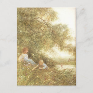 Carte Postale Enfants Victoriens Jouant À L'Extérieur
