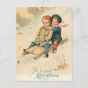 Carte Postale Enfants vintages dormant dans la neige