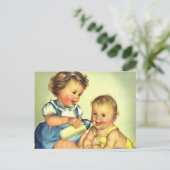 Carte Postale Enfants vintages, Joyeux Petits Enfants Bouteille  (Debout devant)