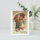 Carte Postale Enfants vintages petits Noël (Debout devant)