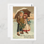 Carte Postale Enfants vintages petits Noël (Devant / Derrière)