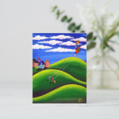 Carte postale Enfants Volant Kites (Debout devant)