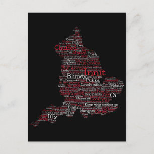 Carte postale England Slang British Word Art Map