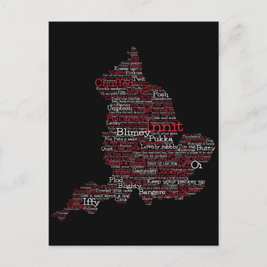 Carte postale England Slang British Word Art Map (Devant)