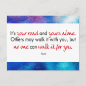 Carte Postale Englisches Zitat von Rumi - Es ist Ihre Straße Mit (Devant)