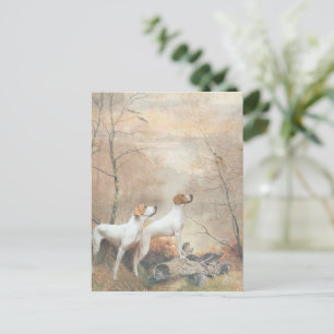 Carte Postale English Pointer chasse les faisans   