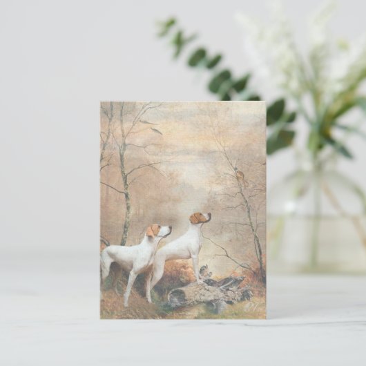 Carte Postale English Pointer chasse les faisans (Debout devant)