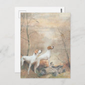 Carte Postale English Pointer chasse les faisans (Devant / Derrière)