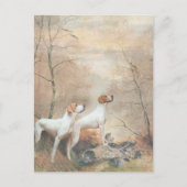 Carte Postale English Pointer chasse les faisans (Devant)
