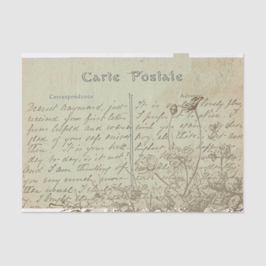 Carte Postale English Script  Wildflower Tissuepapier (Voorkant)