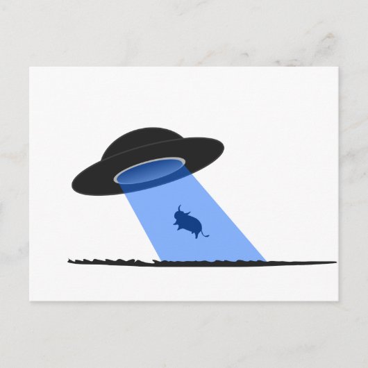 Carte Postale Enlèvement Alien d'une vache - OVNI (Devant)