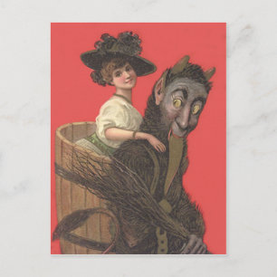 Carte Postale Enlèvement de femme par le Krampus rouge Switch