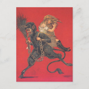Carte Postale Enlèvement de fille par Krampus