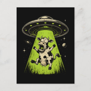 Carte Postale Enlèvement de vache extraterrestre Weirdcore Surré