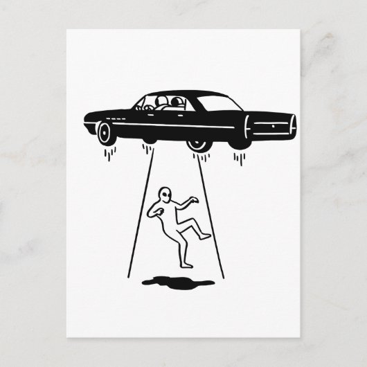 Carte Postale enlèvement de voiture d'aliens (Devant)