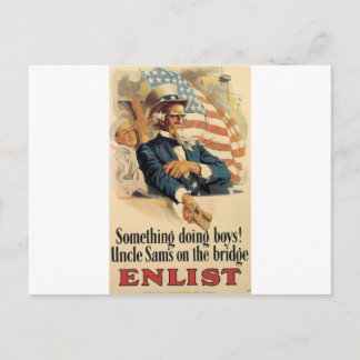 Carte Postale "Enlist" Ancien poster militaire américain vers 19