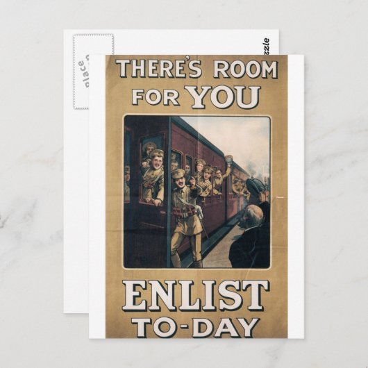 Carte Postale "Enlist" Old U.S. Military Poster, 1915 (Devant / Derrière)