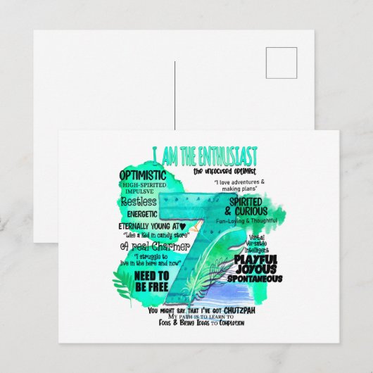 Carte Postale Enneagram Type 7 - Je Suis L'Enthousiaste (Devant / Derrière)