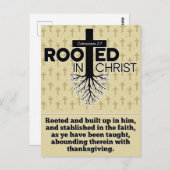 Carte Postale Enraciné Dans Le Christ Colossiens 2:7 Verset Bibl (Devant / Derrière)