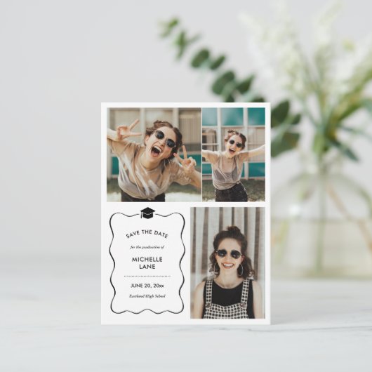 Carte Postale Enregistrement De La Date De Graduation | Collage (Debout devant)