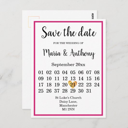 Carte postale — Enregistrer la date (Devant / Derrière)