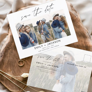 Carte Postale Enregistrer la date 4 Photo Elegant Classy Modern