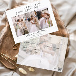 Carte Postale Enregistrer la date 4 Photo Elegant Classy Modern<br><div class="desc">Paysage moderne et élégant Horizontal Four (4) Photo Enregistrer la date Magnet Mariage avec typographie manuscrite. L'aimant d'invitation de date inclut la typographie de script et le design chic et simple auquel vous pouvez ajouter votre photo de fiançailles customisée à.</div>