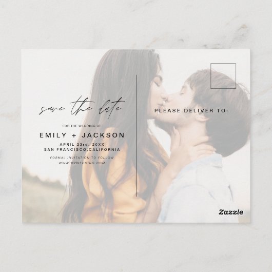 Carte Postale Enregistrer la date 4 Photo Elegant Classy Modern (Dos)