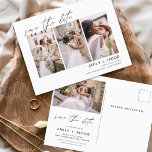 Carte Postale Enregistrer la date 4 Photo Elegant Editable<br><div class="desc">Paysage moderne et élégant Horizontal Four (4) Photo Enregistrer la date Magnet Mariage avec typographie manuscrite. L'aimant d'invitation de date inclut la typographie de script et le design chic et simple auquel vous pouvez ajouter votre photo de fiançailles customisée à.</div>