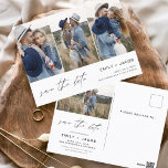Carte Postale Enregistrer la date 4 Photo Elegant Editable Moder<br><div class="desc">Paysage moderne et élégant Horizontal Four (4) Photo Enregistrer la date Magnet Mariage avec typographie manuscrite. L'aimant d'invitation de date inclut la typographie de script et le design chic et simple auquel vous pouvez ajouter votre photo de fiançailles customisée à.</div>