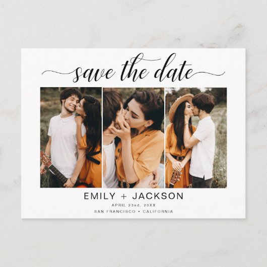 Carte Postale Enregistrer la date 4 Photo Elegant Editable Moder (Devant)