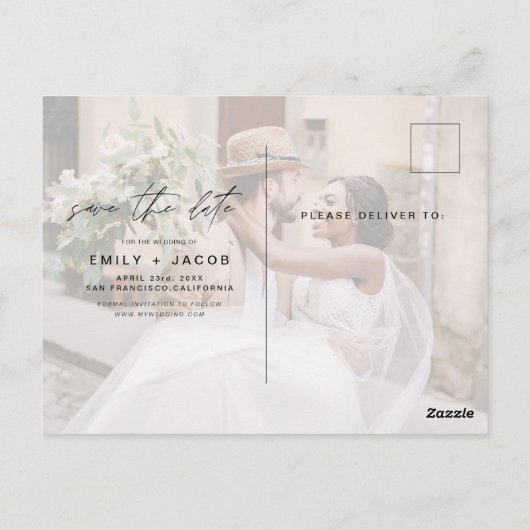 Carte Postale Enregistrer la date 4 Photo Elegant Editable Moder (Dos)