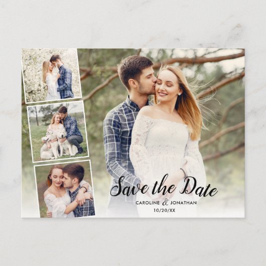 Carte Postale Enregistrer la date 4 Photos Collage Jolie superpo (Devant)