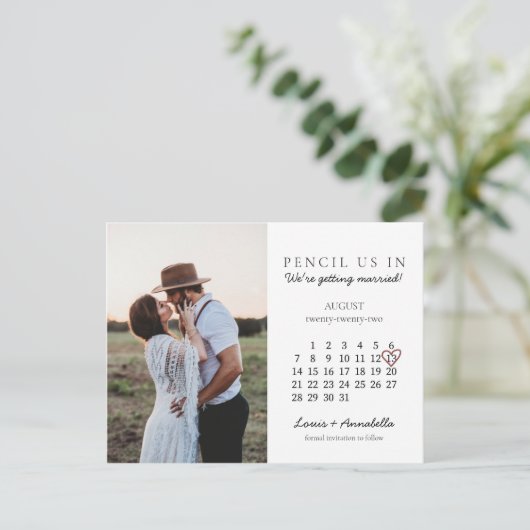 Carte Postale Enregistrer la date août 2022 Calendrier mois Pos (Debout devant)