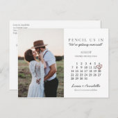 Carte Postale Enregistrer la date Août 2022 Mois Calendrier Coeu (Devant / Derrière)