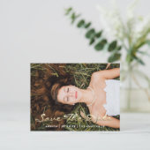 Carte Postale Enregistrer la date Blue Photo Rose Douce 16e Fian (Debout devant)