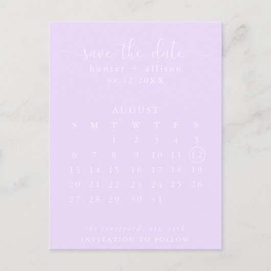 Carte postale | Enregistrer La Date | Calendrier (Devant)