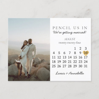 Carte Postale Enregistrer la date Calendrier Coeur août 2024 Moi