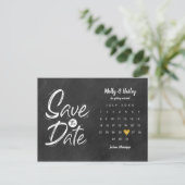 Carte Postale Enregistrer la date Calendrier Gold Heart Chalkboa (Debout devant)