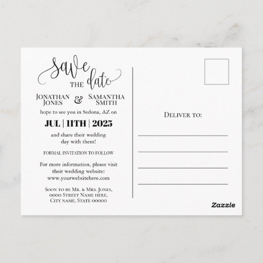 Carte Postale Enregistrer la date Calendrier photo mariage flora (Dos)