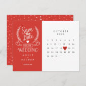 Carte Postale Enregistrer la date Calendrier Red Love Heart Cart (Devant / Derrière)