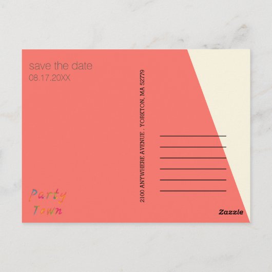 Carte Postale Enregistrer la date Coral géométrique (Dos)