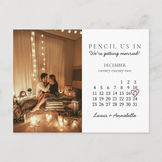 Carte Postale Enregistrer la date Décembre 2022 Calendrier mensu (Devant)