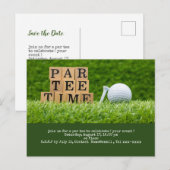 Carte Postale Enregistrer la date du golf avec balle de golf et (Devant / Derrière)