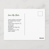 Carte Postale Enregistrer la date du golf avec balle de golf et (Dos)