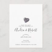 Carte Postale Enregistrer la date Elegant Chic Cute Pebble Heart (Devant)