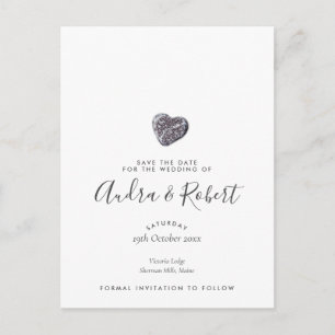 Carte Postale Enregistrer la date Elegant Chic Cute Pebble Heart