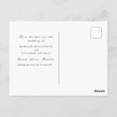 Carte Postale Enregistrer la date élégante feuille verte or (Dos)